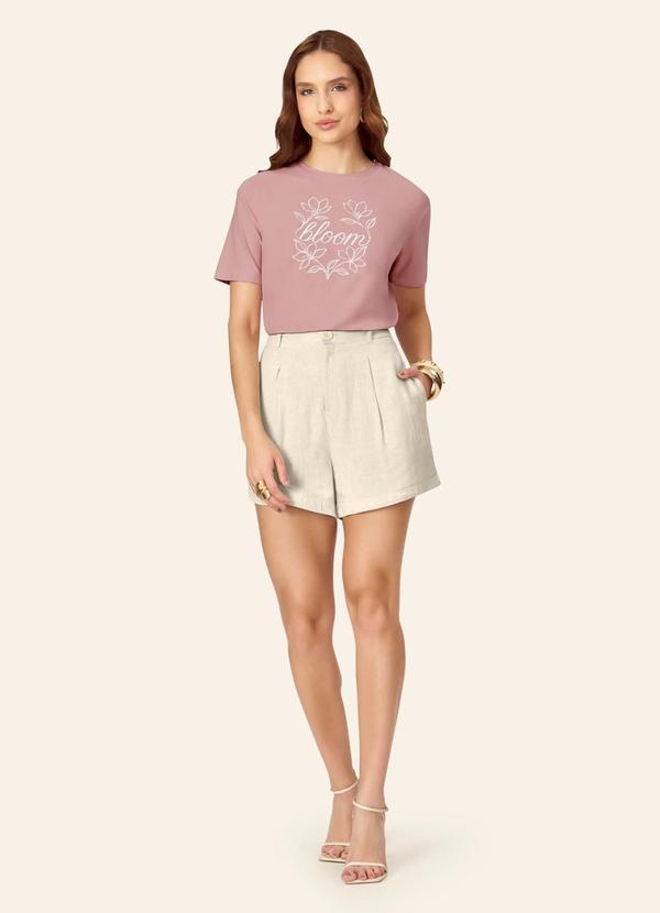 Blusa Feminina Viscose com Bordado Rosa