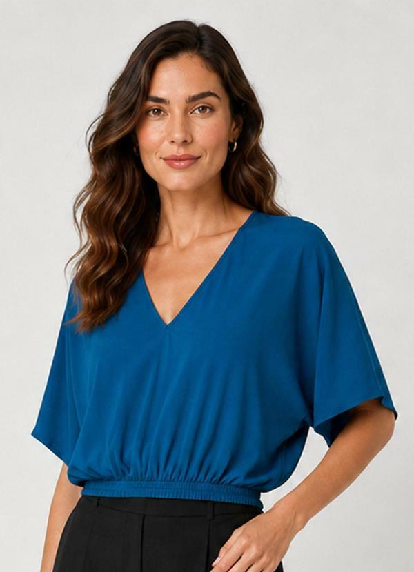 Blusa Feminina Viscose Creponada Azul