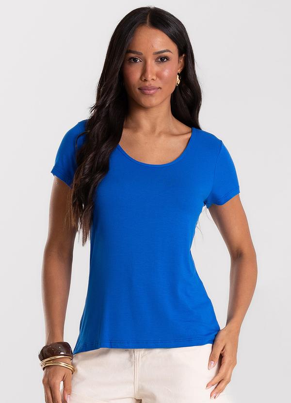 Blusa Feminina Viscotorcion Básica Azul