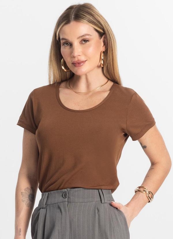 Blusa Feminina Viscotorcion Básica Marrom