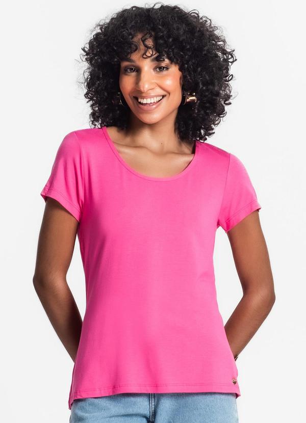Vista 2 Blusa Feminina Viscotorcion Básica Rosa Rovitex Rovitex