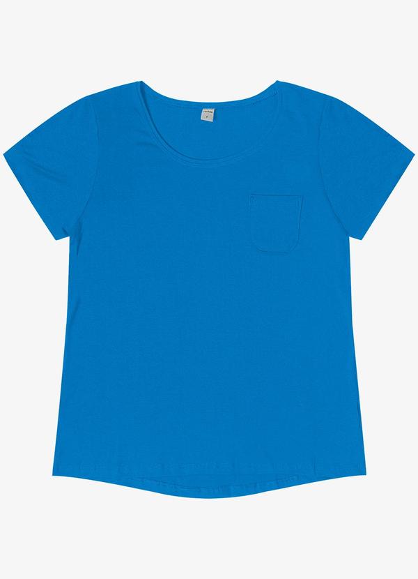 Blusa Feminina Viscotorcion com Bolso Azul