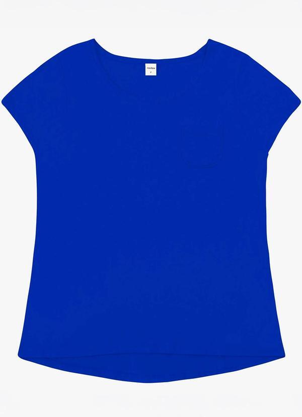 Blusa Feminina Viscotorcion com Bolso Azul