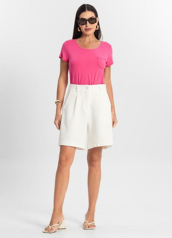 Blusa Feminina Viscotorcion com Bolso Rosa