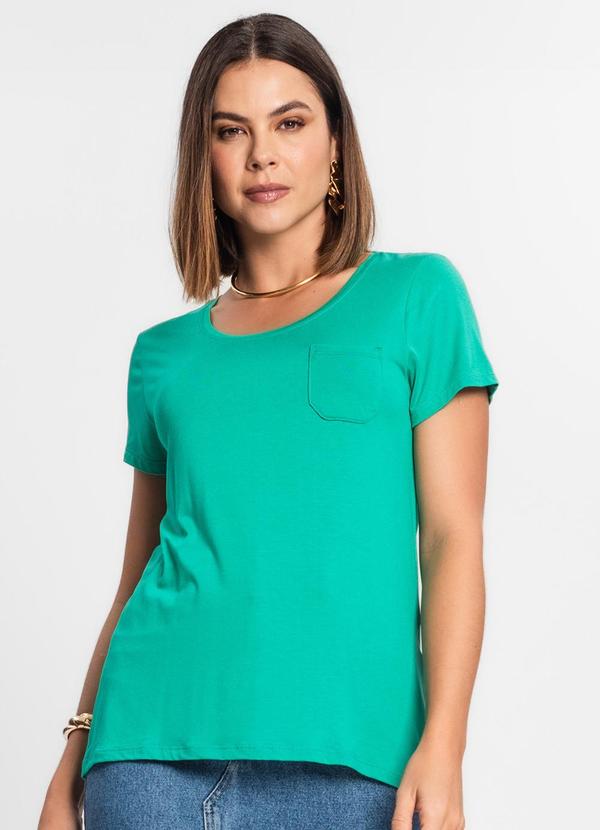 Vista 2 Blusa Feminina Viscotorcion com Bolso Verde Rovitex Rovitex