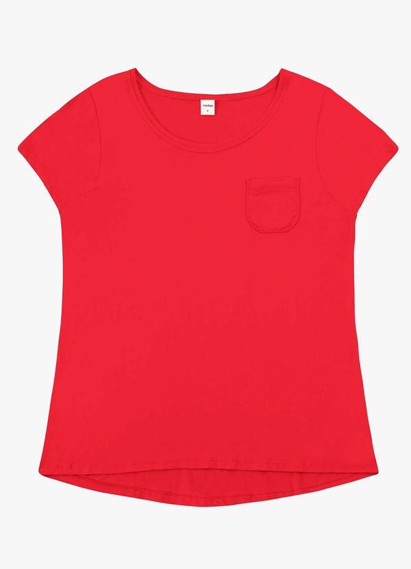 Blusa Feminina Viscotorcion com Bolso Vermelho