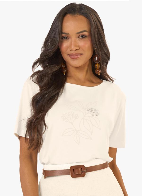 Blusa Feminina Viscotorcion com Estampa Bege