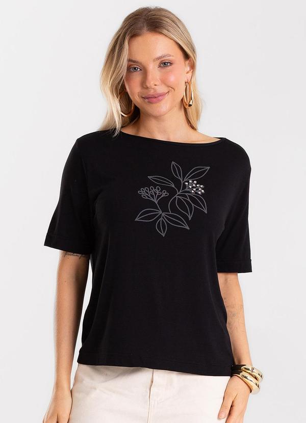 Blusa Feminina Viscotorcion com Estampa Preto
