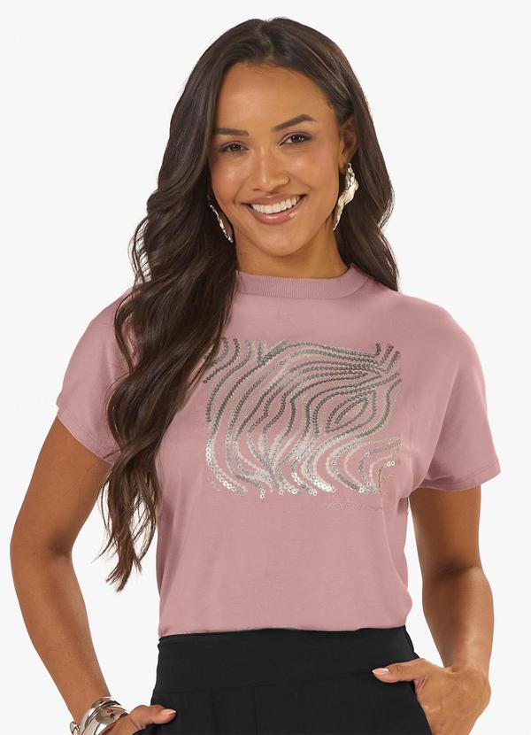 Blusa Feminina Viscotorcion com Estampa Rosa