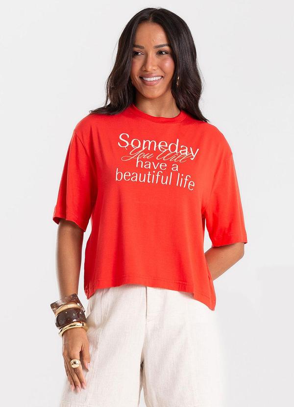 Blusa Feminina Viscotorcion com Estampa Vermelho