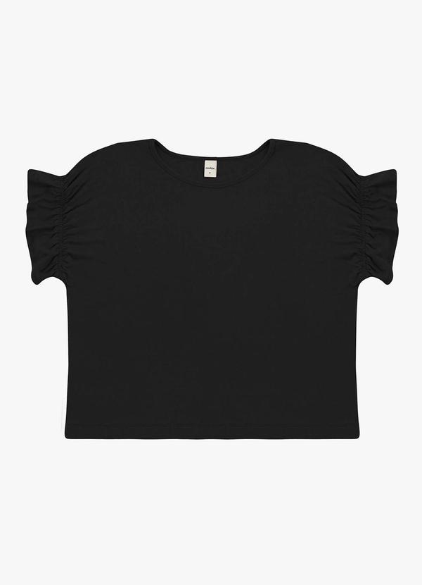 Blusa Feminina Viscotorcion Detalhe Manga Preto