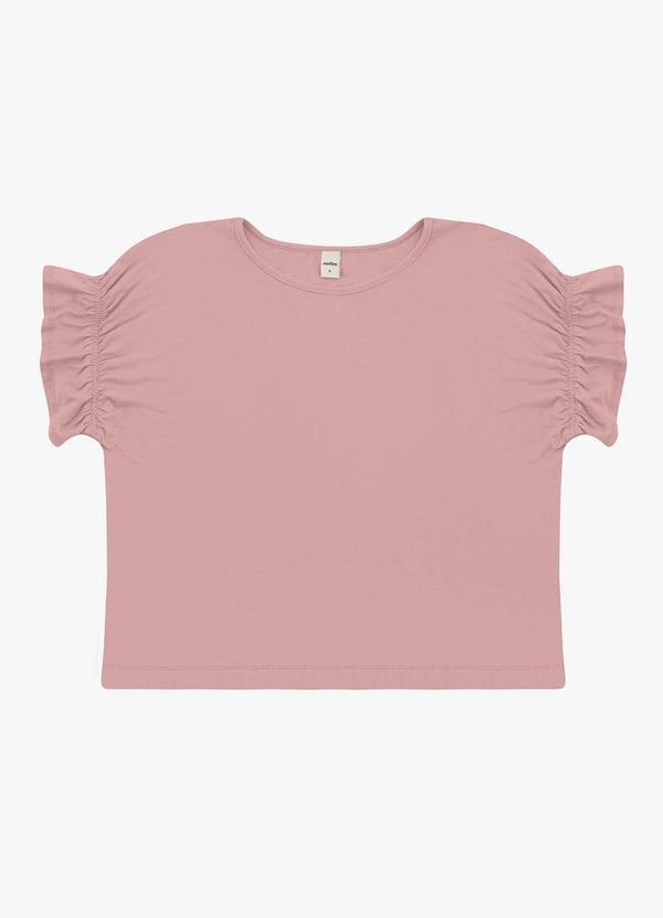 Blusa Feminina Viscotorcion Detalhe Manga Rosa
