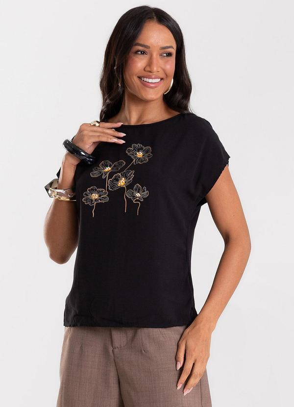 Blusa Feminina Viscotorcion e Viscose Preto
