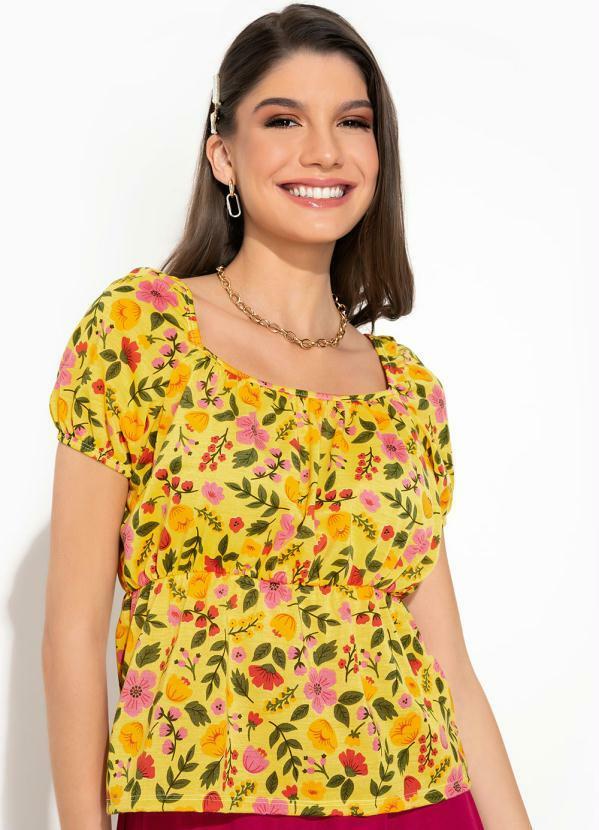Blusa Floral Amarelo Bufante