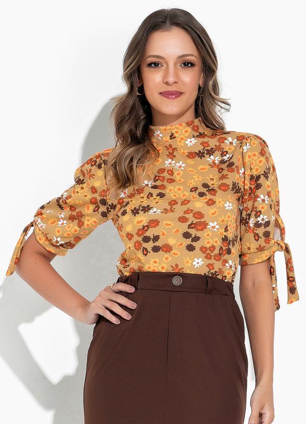 Vista 2 Blusa Floral Amarelo com Gola Rosalie Rosalie