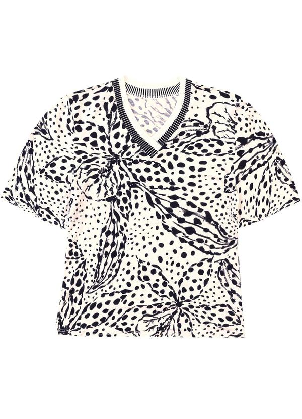 Vista 2 Blusa Floral Ampla em Viscolinho Preto Malwee Malwee