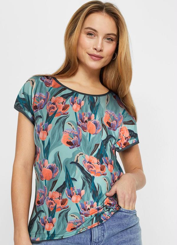 Blusa Floral Artístico em Malha Fria