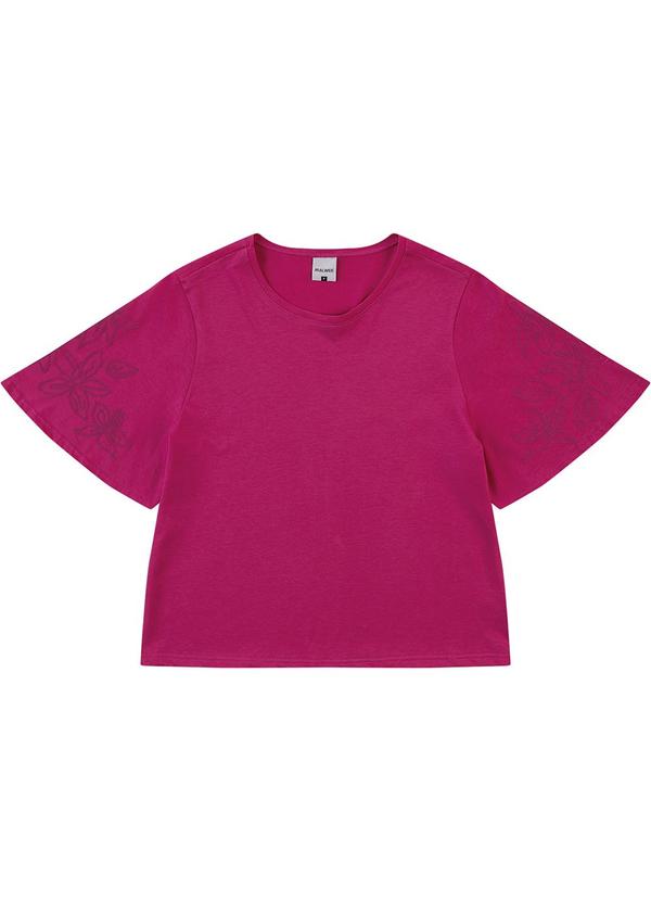 Blusa Floral em Puff Fúcsia