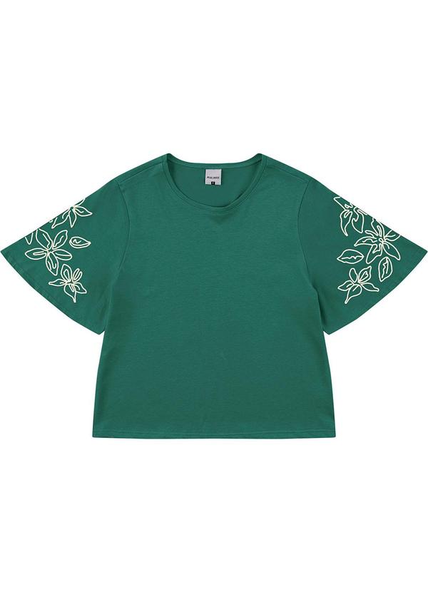 Blusa Floral em Puff Verde
