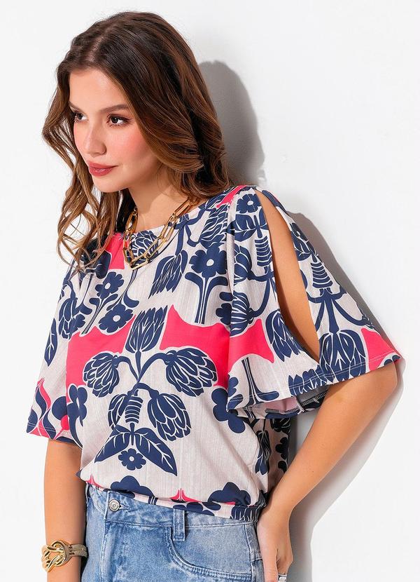 Blusa Floral Étnico Color em Malha Fria