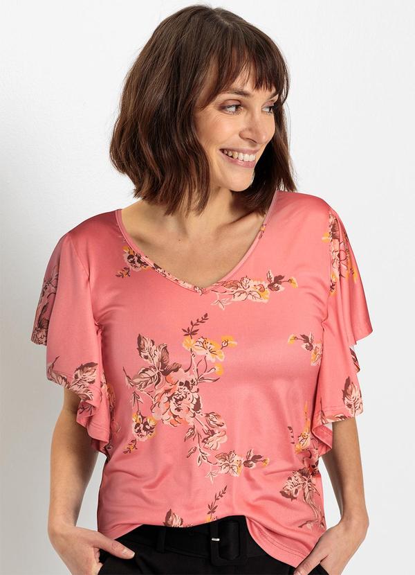 Blusa Floral Romântico em Malha Fria