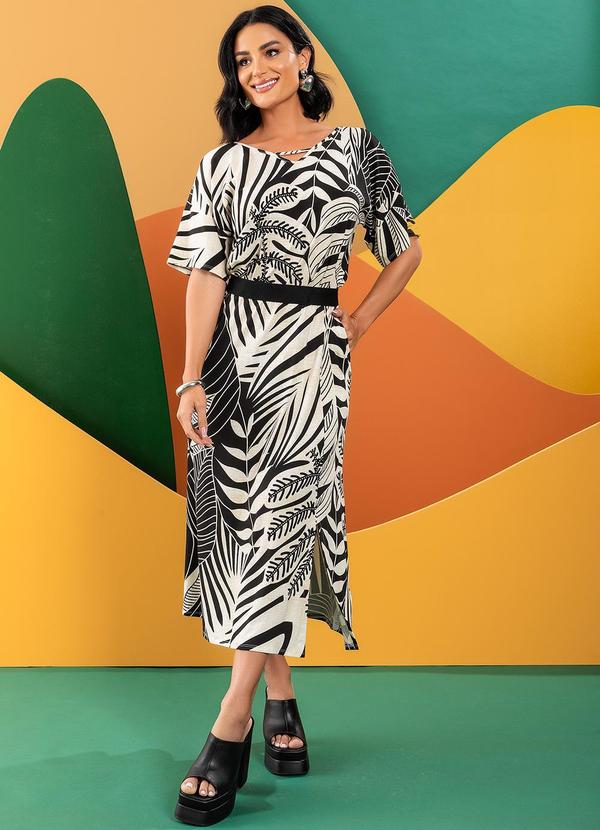 Vista 2 Blusa Folhagem Linho em Malha de Viscose Quintess Quintess