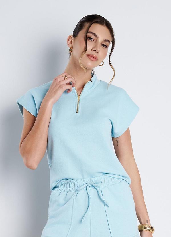 Blusa Gola Alta Moletinho Azul Bebê