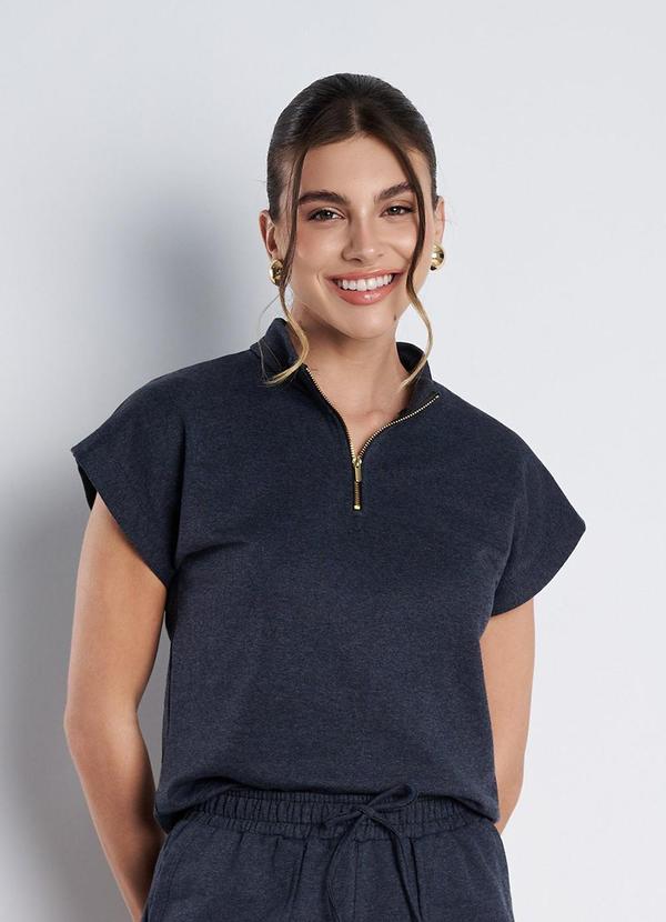 Blusa Gola Alta Moletinho Mescla Escuro