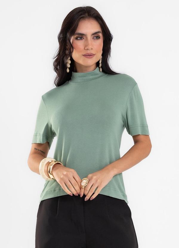Blusa Gola Alta Viscotrico Básica Verde