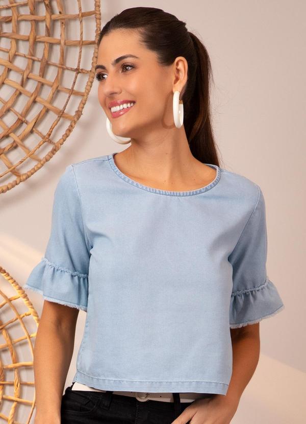 Blusa Jeans Claro em Jeans Leve
