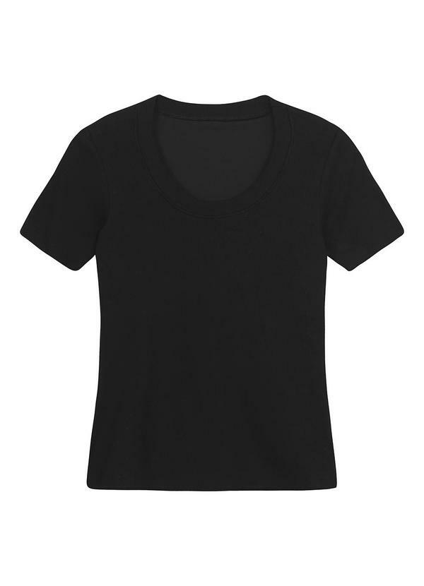 Blusa Justa Canelada com Bojo Preto