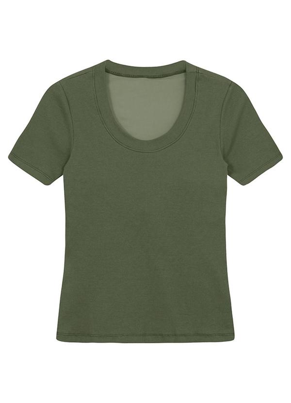 Blusa Justa Canelada com Bojo Verde Musgo