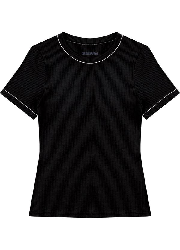 Blusa Justa Canelada Preto