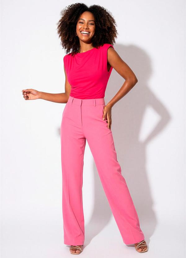 Vista 2 Blusa Justa em Viscose Stretch Rosa Escuro Malwee Malwee