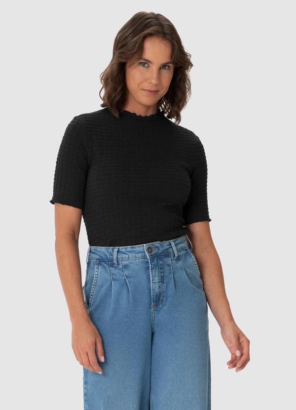 Vista 2 Blusa Justa Texturizada Preto Malwee Malwee
