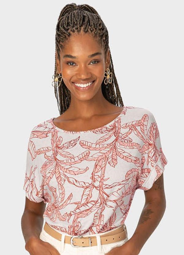 Vista 2 Blusa Laranja Feminina Ampla Tropical Malwee Malwee