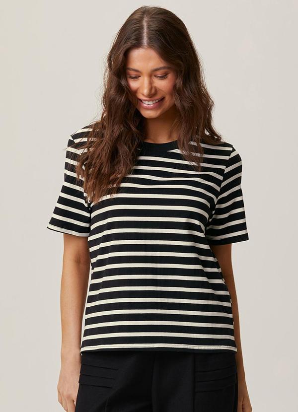 Blusa Listrada Navy Preto