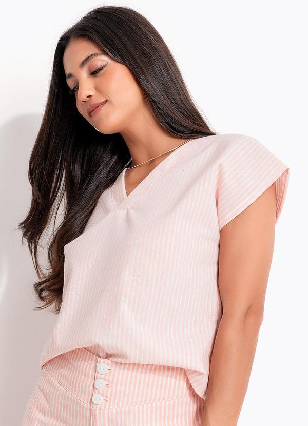 Blusa Listrado Rosa em Tecido Plano Sustentável