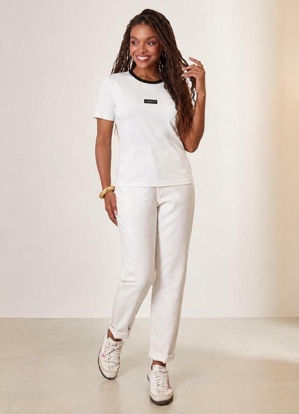 Blusa Manga Curta Canelada Off White