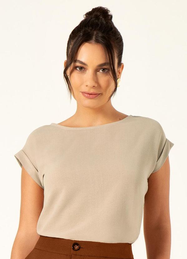 Vista 2 Blusa Manga Curta com Punhos Helen Mocha Mousse Principessa Principessa