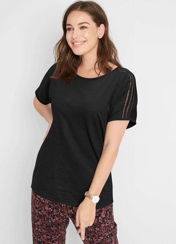 Vista 2 Blusa Manga Curta Decote Redondo Preta bonprix bonprix