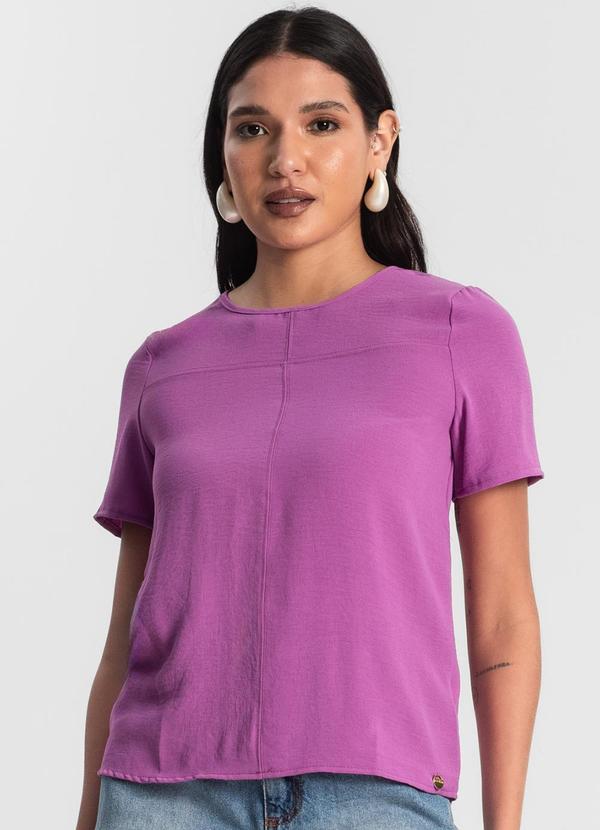 Vista 2 Blusa Manga Curta em Air Flow Roxo Rovitex Rovitex