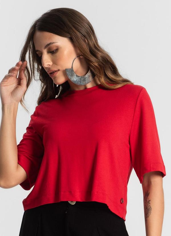 Vista 2 Blusa Manga Curta em Molecotton Vermelho Endless Endless