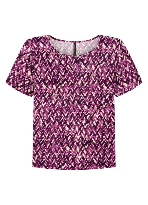 Vista 2 Blusa Manga Curta em Viscose Estampada Roxo Lunender Lunender