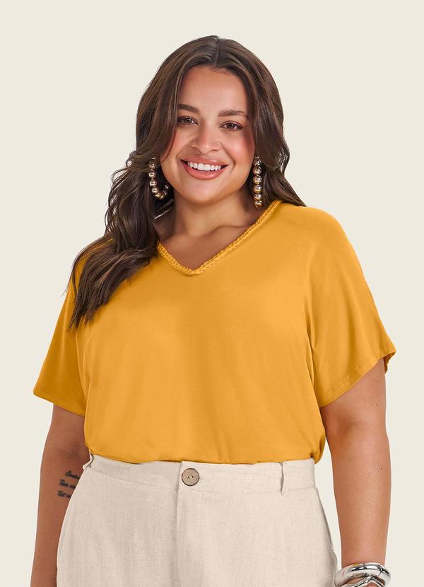 Blusa Manga Curta em Viscotorcion Amarelo