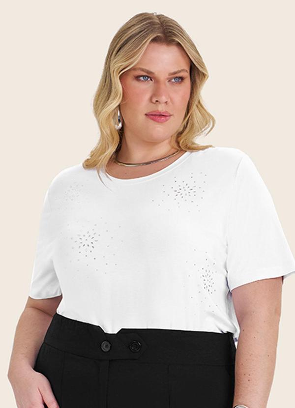 Vista 2 Blusa Manga Curta em Viscotorcion Branco Secret Glam Secret Glam