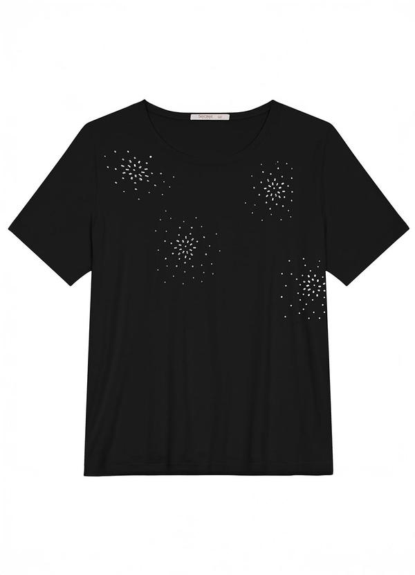 Vista 2 Blusa Manga Curta em Viscotorcion Preto Secret Glam Secret Glam