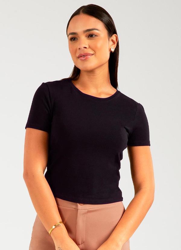 Vista 2 Blusa Manga Curta Estilo Cropped Preto Cativa Cativa