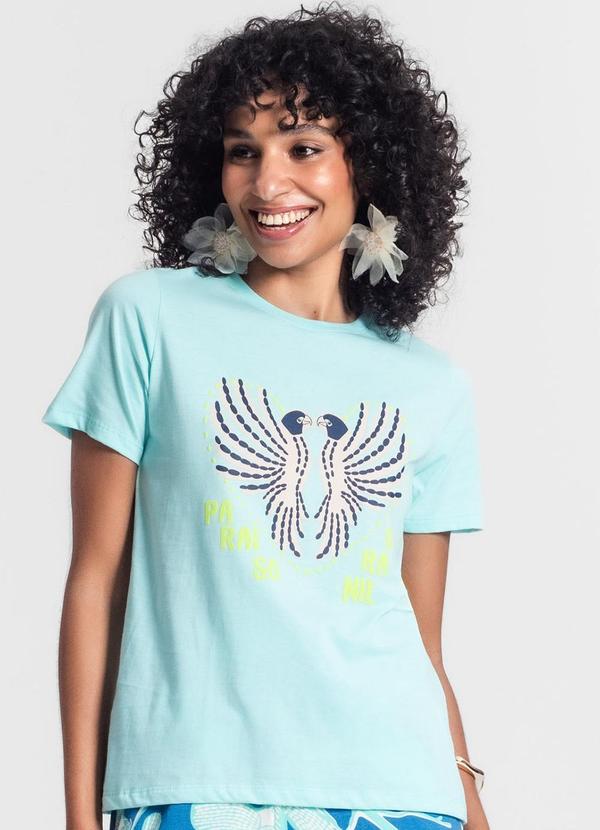 Blusa Manga Curta Feminina Azul