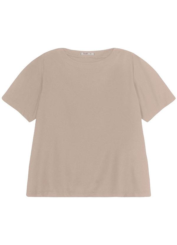 Blusa Manga Curta Feminina Plus Size Bege